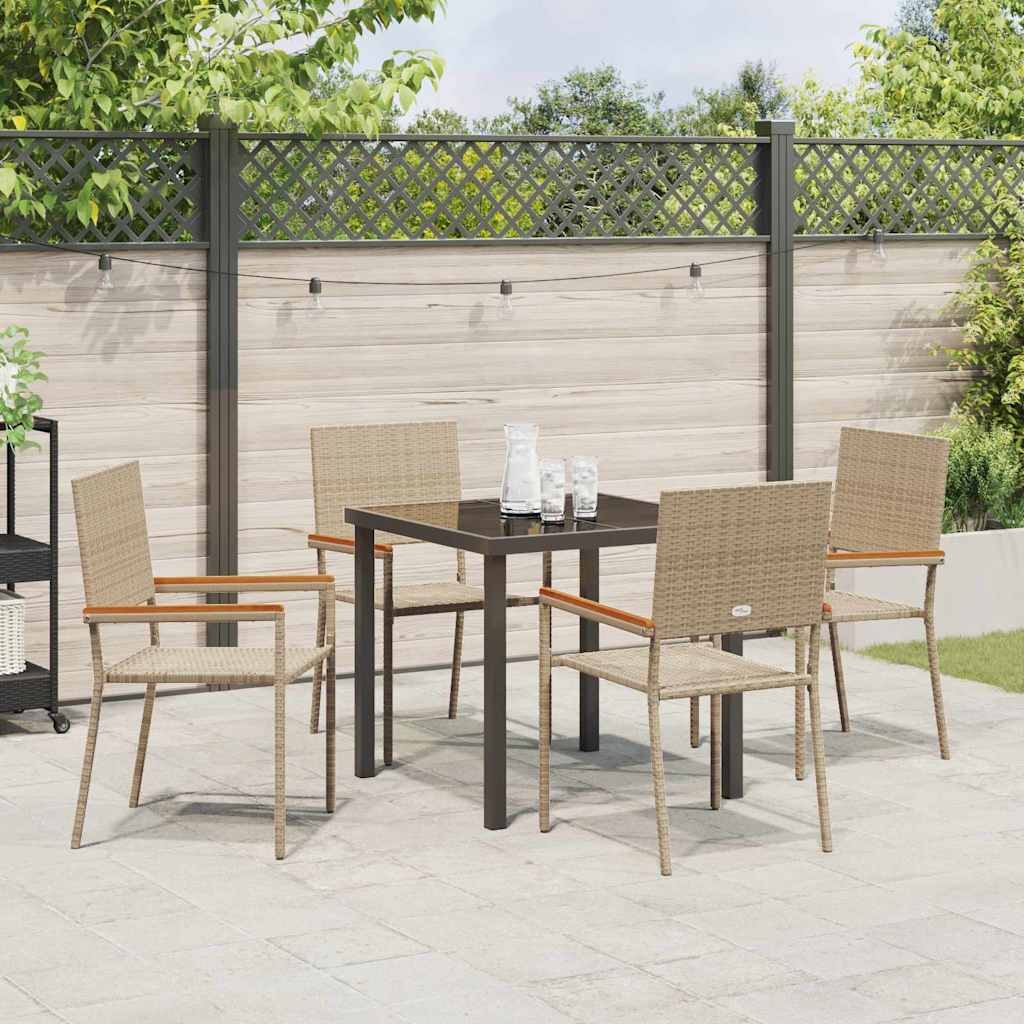 vidaXL Garden Dining Set with Cushion 5 pcs Beige Poly Rattan
