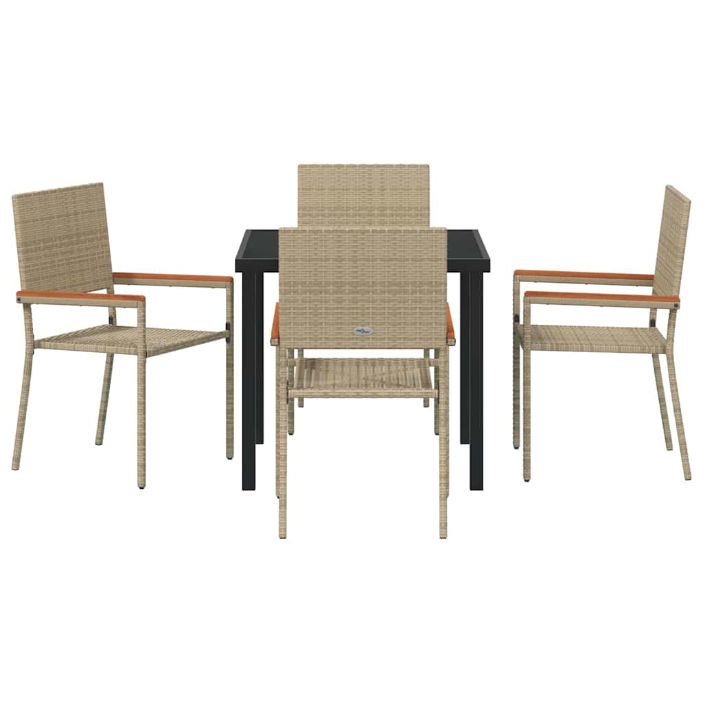 vidaXL Garden Dining Set with Cushion 5 pcs Beige Poly Rattan