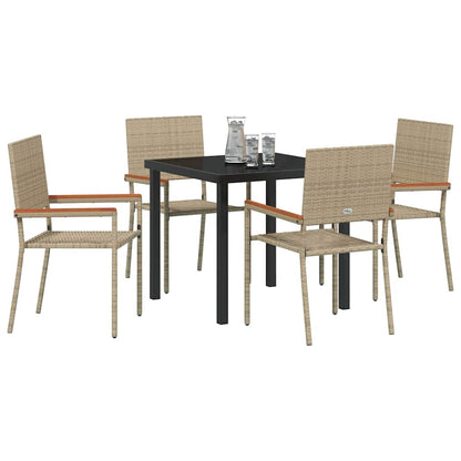 vidaXL Garden Dining Set with Cushion 5 pcs Beige Poly Rattan