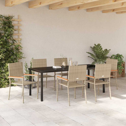 vidaXL Garden Dining Set with Cushion 7 pcs Beige Poly Rattan
