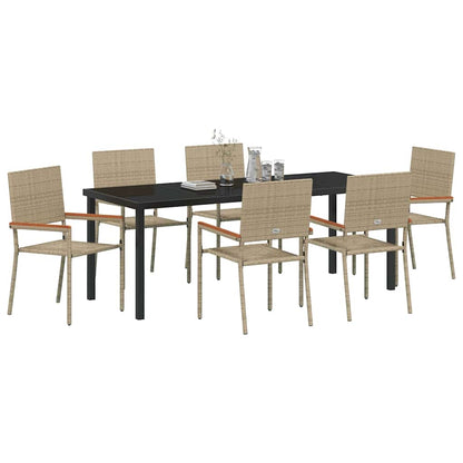 vidaXL Garden Dining Set with Cushion 7 pcs Beige Poly Rattan