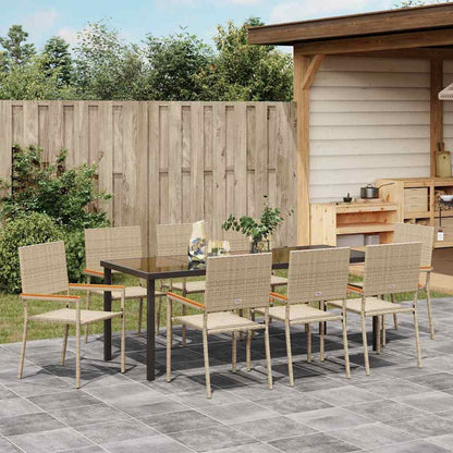 vidaXL Garden Dining Set with Cushion 9 pcs Beige Poly Rattan