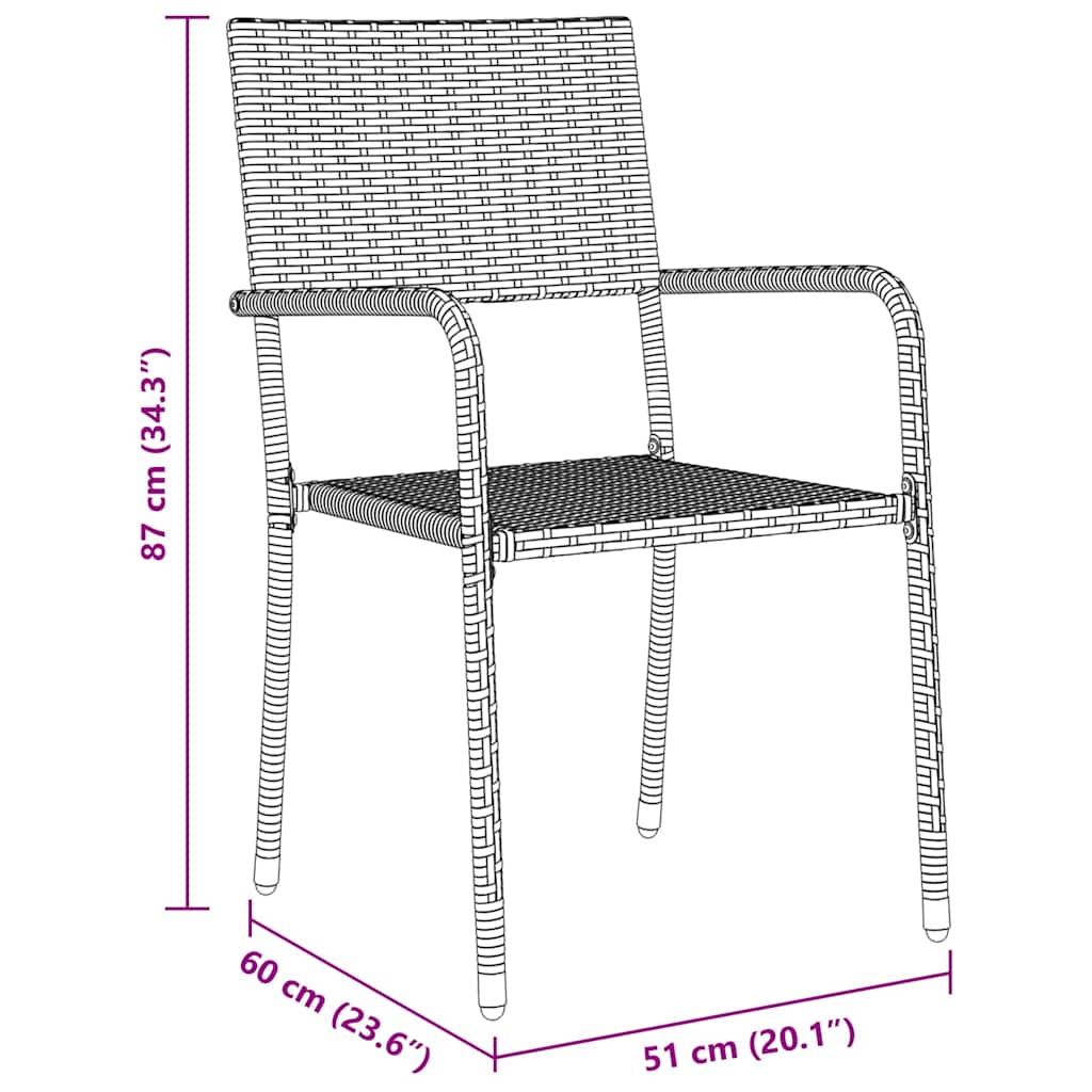 vidaXL Garden Dining Set with Cushion 3 pcs Grey Poly Rattan