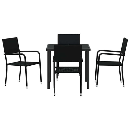 vidaXL Garden Dining Set with Cushion 5 pcs Black Poly Rattan