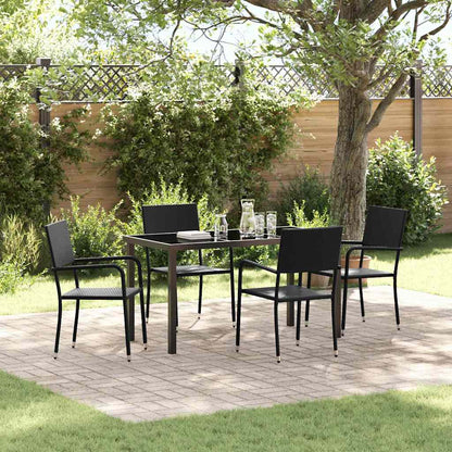 vidaXL Garden Dining Set with Cushion 5 pcs Black Poly Rattan