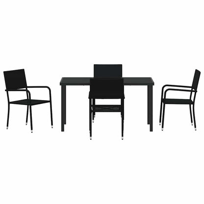 vidaXL Garden Dining Set with Cushion 5 pcs Black Poly Rattan