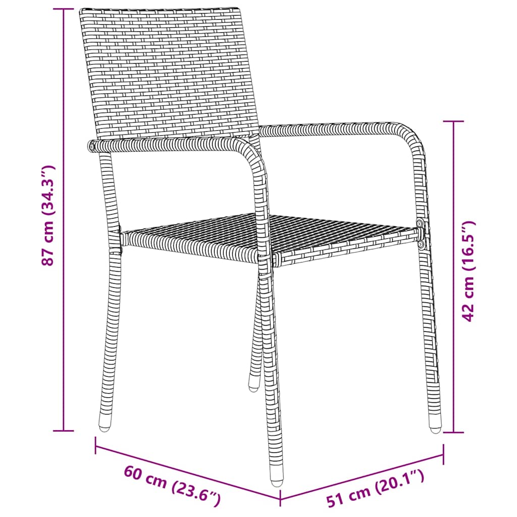 vidaXL Garden Dining Set with Cushion 5 pcs Black Poly Rattan