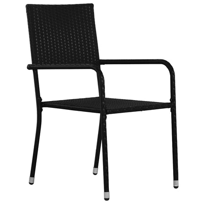 vidaXL Garden Dining Set with Cushion 7 pcs Black Poly Rattan