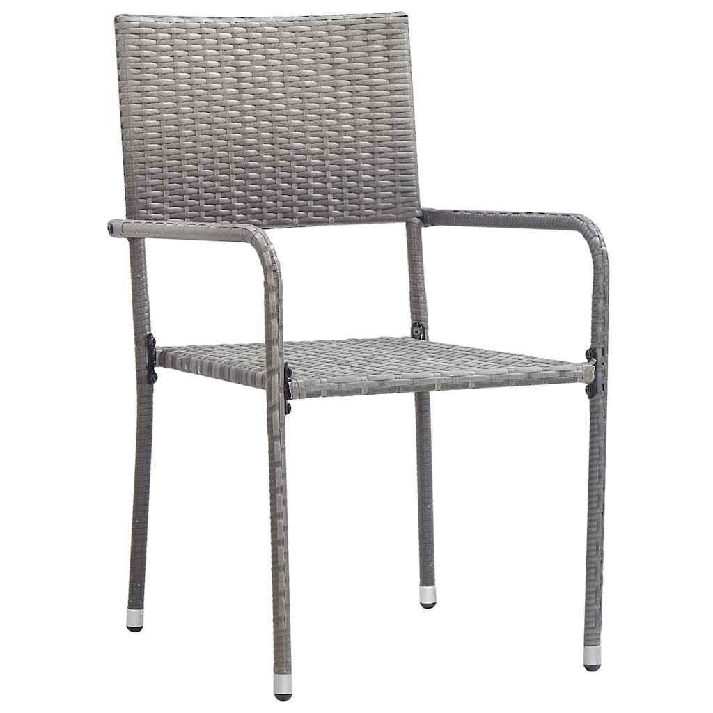 vidaXL Garden Dining Set with Cushion 3 pcs Grey Poly Rattan