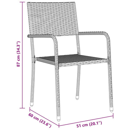 vidaXL Garden Dining Set with Cushion 3 pcs Grey Poly Rattan