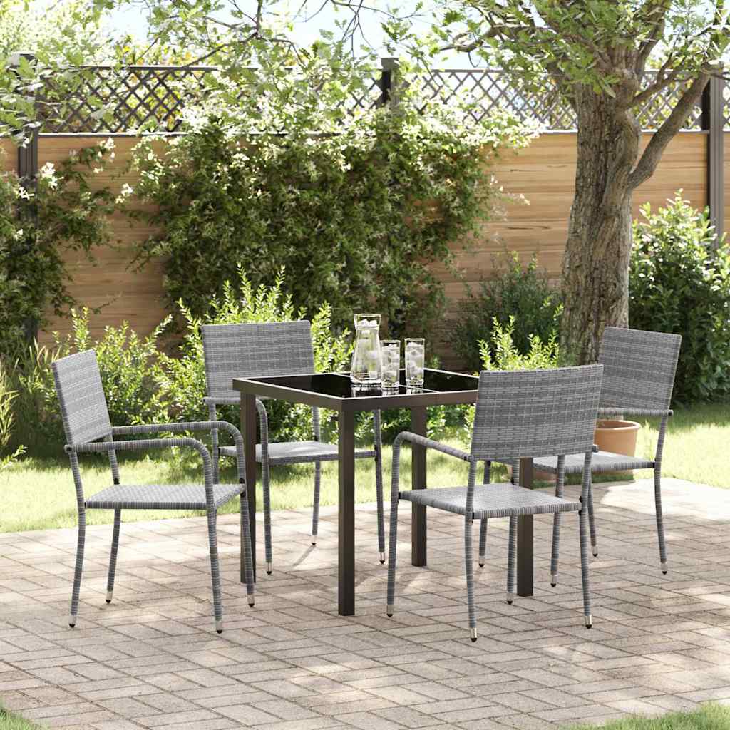 vidaXL Garden Dining Set 5 pcs Grey Poly Rattan