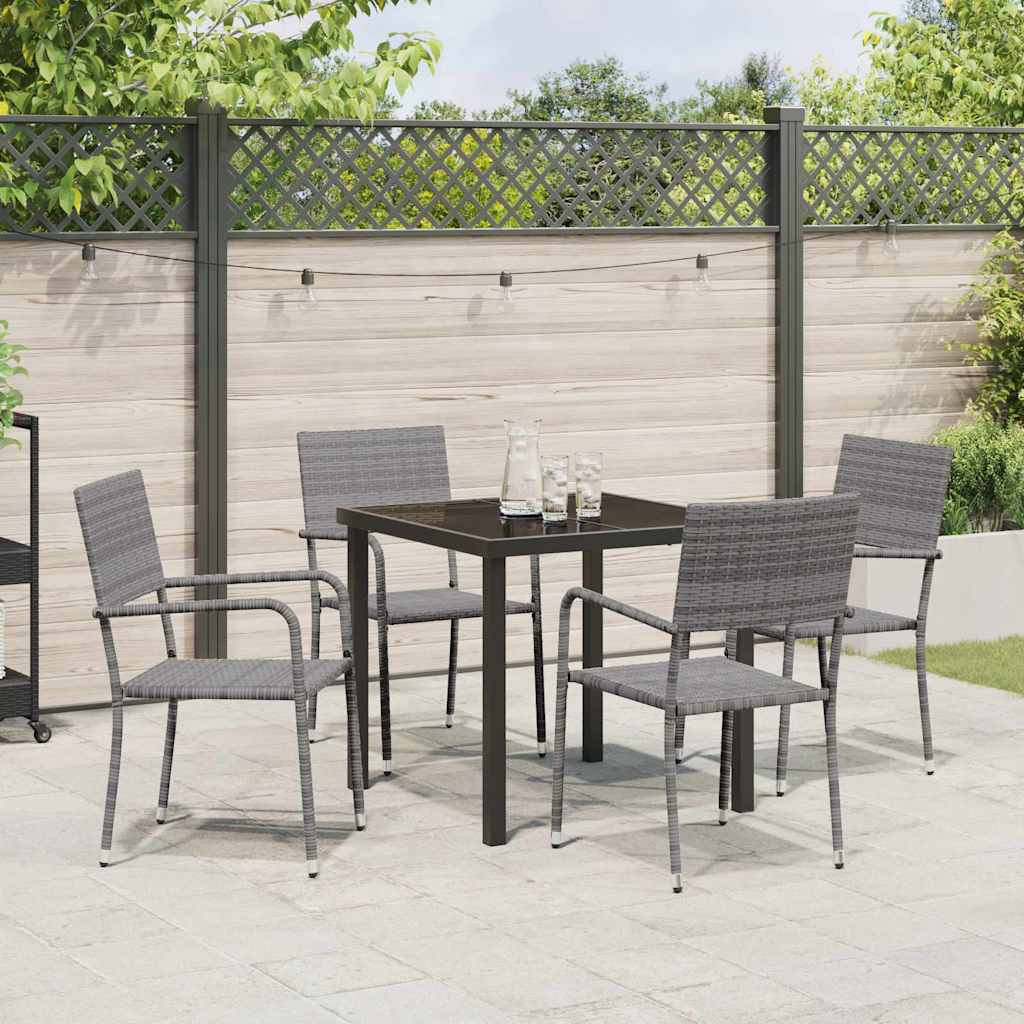 vidaXL Garden Dining Set 5 pcs Grey Poly Rattan