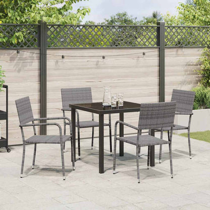 vidaXL Garden Dining Set 5 pcs Grey Poly Rattan