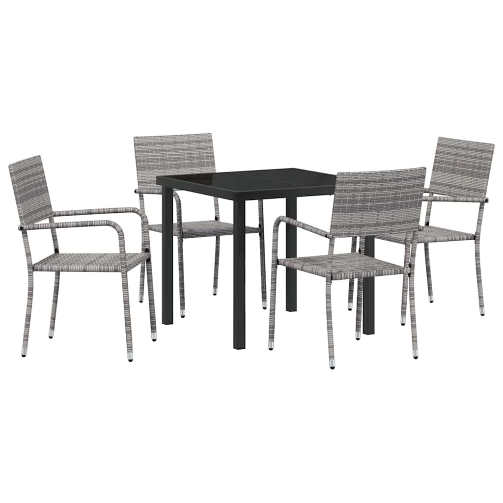 vidaXL Garden Dining Set 5 pcs Grey Poly Rattan