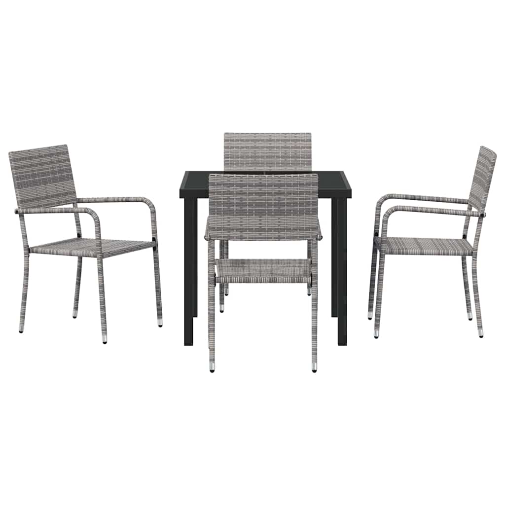 vidaXL Garden Dining Set 5 pcs Grey Poly Rattan