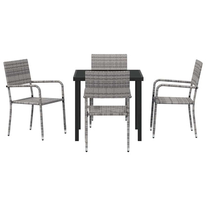 vidaXL Garden Dining Set 5 pcs Grey Poly Rattan