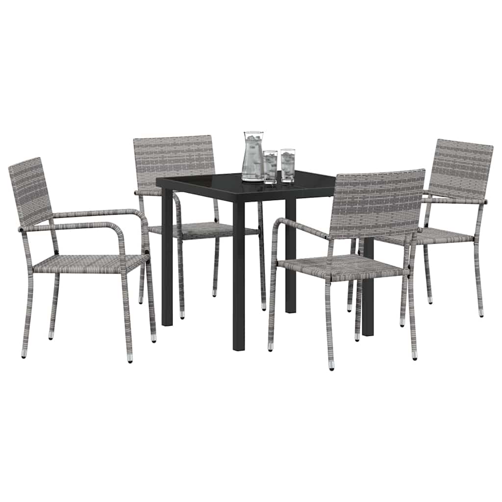 vidaXL Garden Dining Set 5 pcs Grey Poly Rattan