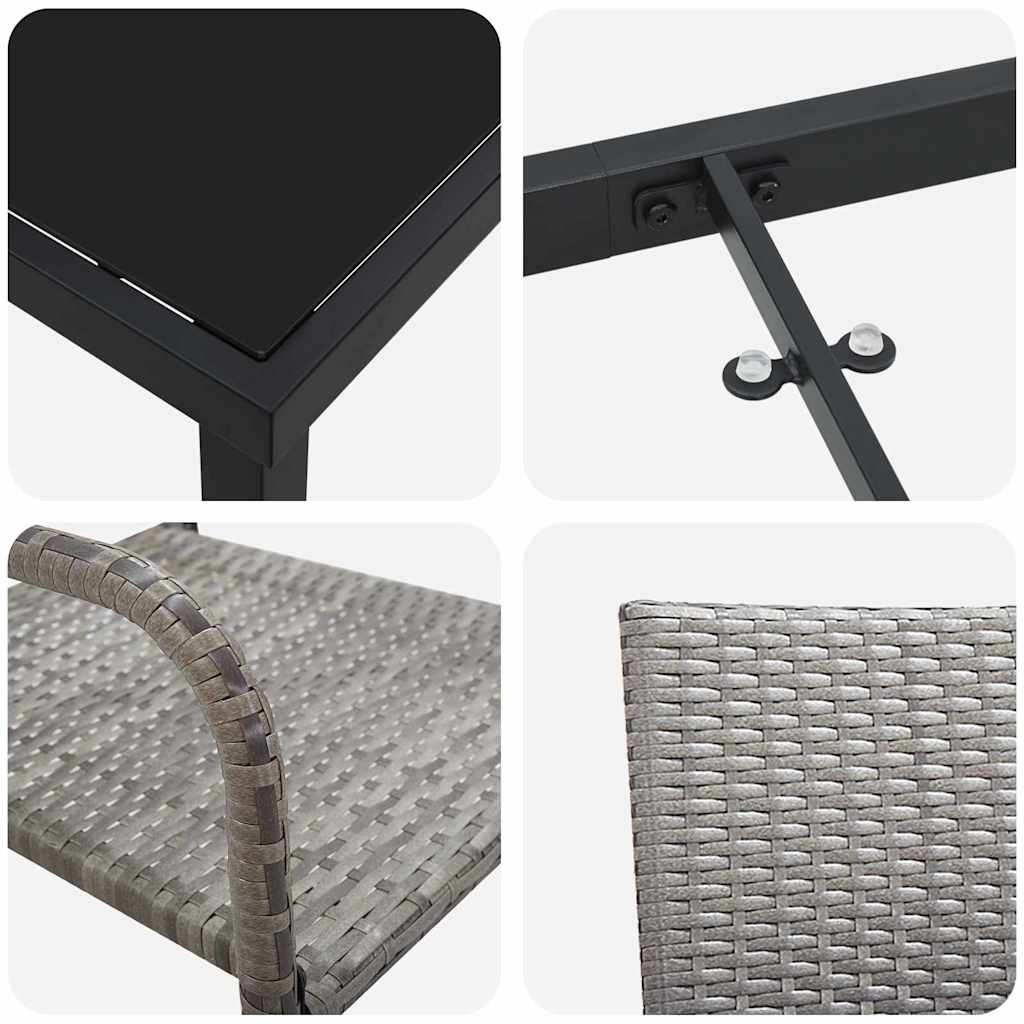 vidaXL Garden Dining Set with Cushion 5 pcs Grey Poly Rattan