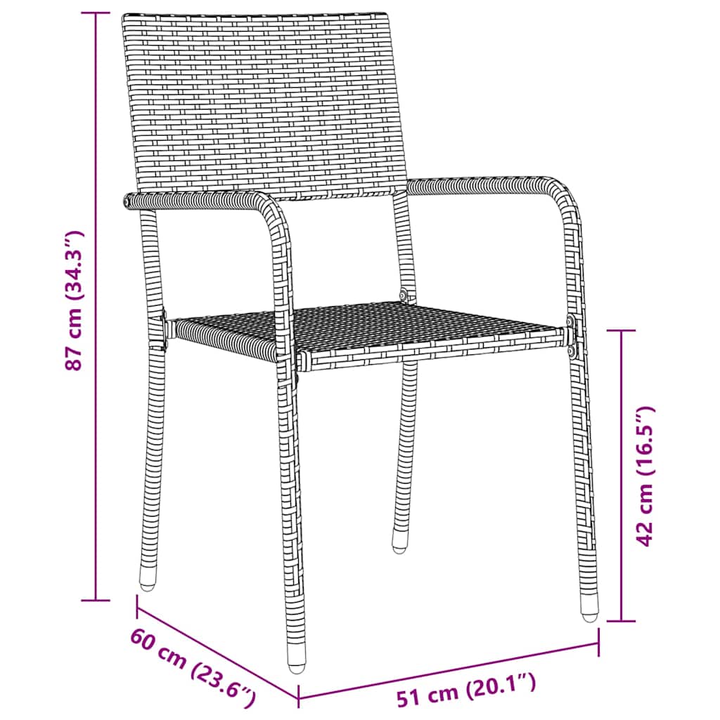 vidaXL Garden Dining Set with Cushion 7 pcs Grey Poly Rattan