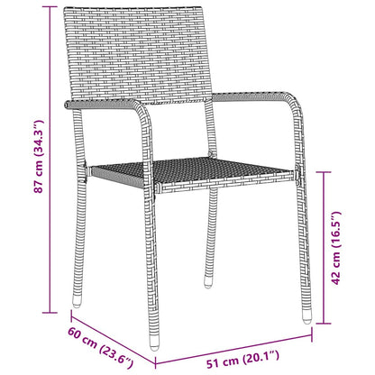 vidaXL Garden Dining Set with Cushion 7 pcs Grey Poly Rattan