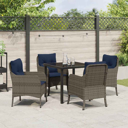 vidaXL Garden Dining Set with Cushion 5 pcs Grey Poly Rattan
