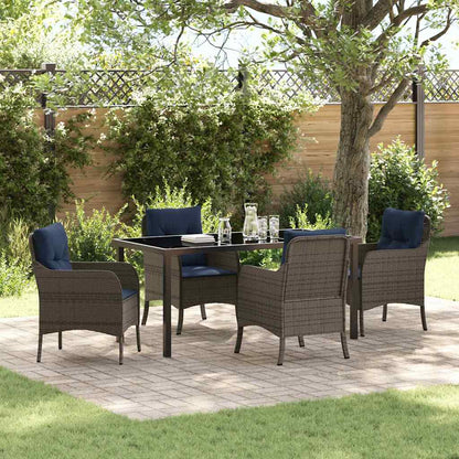 vidaXL Garden Dining Set with Cushion 5 pcs Grey Poly Rattan