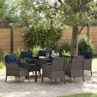 vidaXL Garden Dining Set with Cushion 7 pcs Grey Poly Rattan