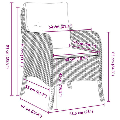 vidaXL Garden Dining Set with Cushion 7 pcs Grey Poly Rattan