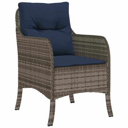 vidaXL Garden Dining Set with Cushion 9 pcs Grey Poly Rattan