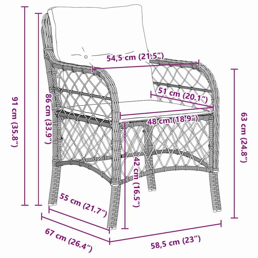 vidaXL Garden Dining Set with Cushion 7 pcs Grey and Black Rattan