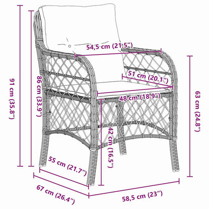 vidaXL Garden Dining Set with Cushion 9 pcs Grey and Black Rattan
