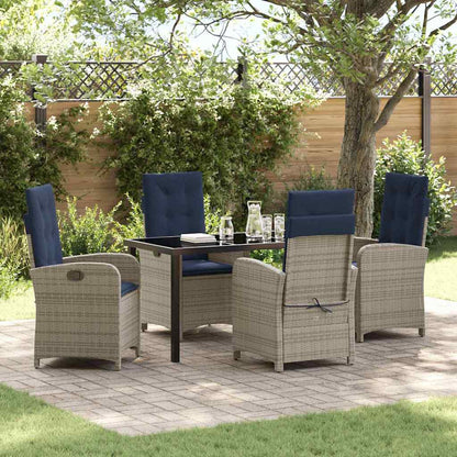 vidaXL Garden Dining Set with Cushion 5 pcs Grey Poly Rattan