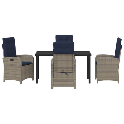 vidaXL Garden Dining Set with Cushion 5 pcs Grey Poly Rattan