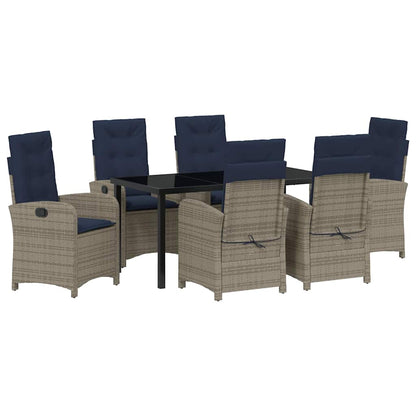 vidaXL Garden Dining Set with Cushion 7 pcs Grey Poly Rattan