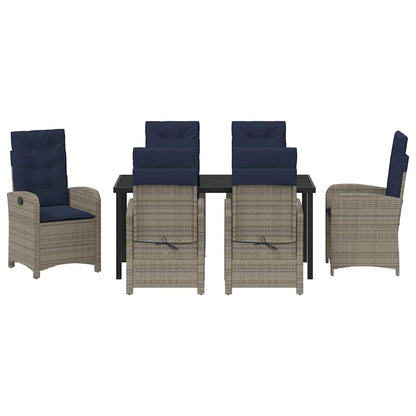 vidaXL Garden Dining Set with Cushion 7 pcs Grey Poly Rattan