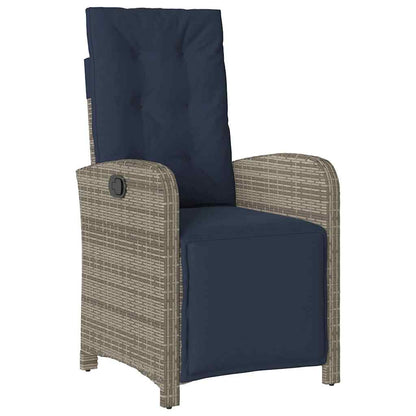 vidaXL Garden Dining Set with Cushion 3 pcs Grey Poly Rattan