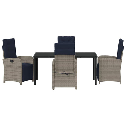 vidaXL Garden Dining Set with Cushion 5 pcs Grey Poly Rattan