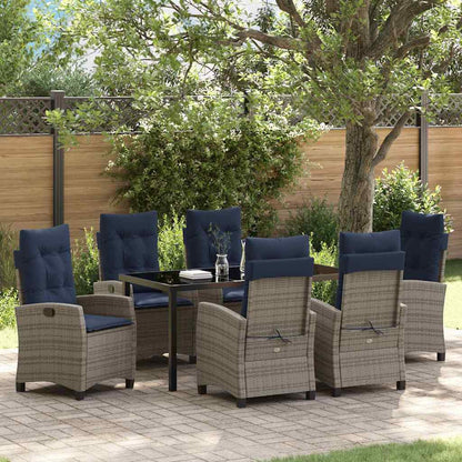 vidaXL Garden Dining Set with Cushion 7 pcs Grey Poly Rattan