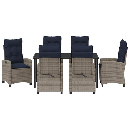 vidaXL Garden Dining Set with Cushion 7 pcs Grey Poly Rattan