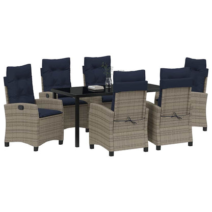 vidaXL Garden Dining Set with Cushion 7 pcs Grey Poly Rattan
