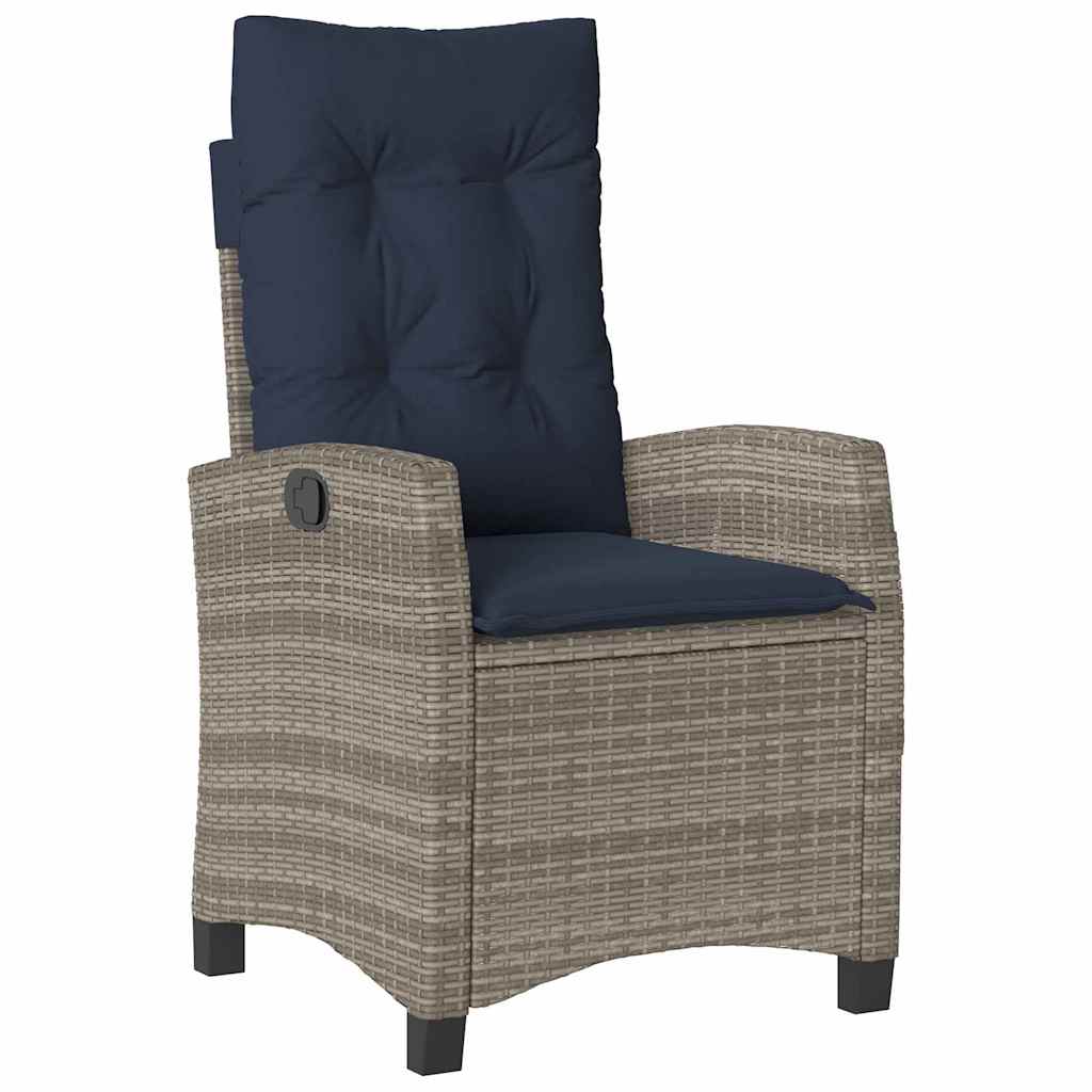 vidaXL Garden Dining Set with Cushion 9 pcs Grey Poly Rattan