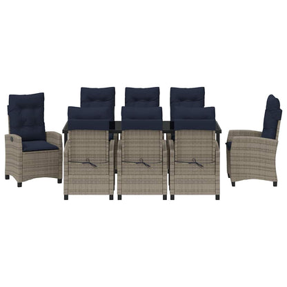 vidaXL Garden Dining Set with Cushion 9 pcs Grey Poly Rattan