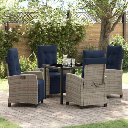 vidaXL Garden Dining Set with Cushion 5 pcs Grey Poly Rattan