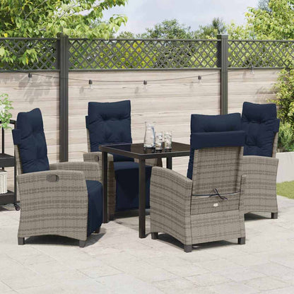 vidaXL Garden Dining Set with Cushion 5 pcs Grey Poly Rattan