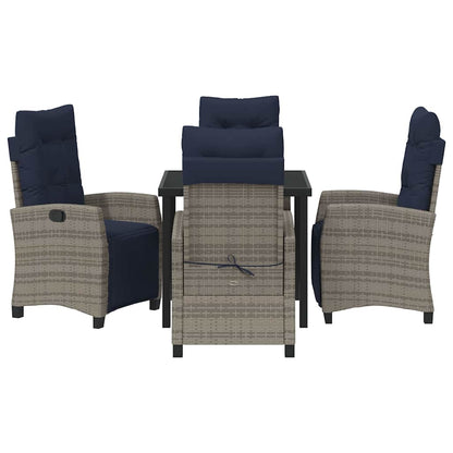 vidaXL Garden Dining Set with Cushion 5 pcs Grey Poly Rattan