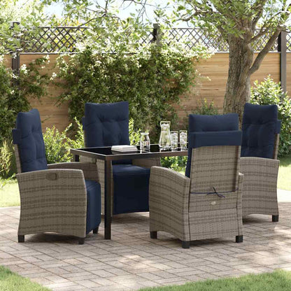 vidaXL Garden Dining Set with Cushion 5 pcs Grey Poly Rattan