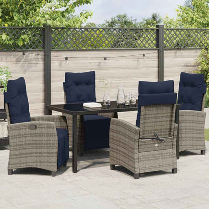 vidaXL Garden Dining Set with Cushion 5 pcs Grey Poly Rattan