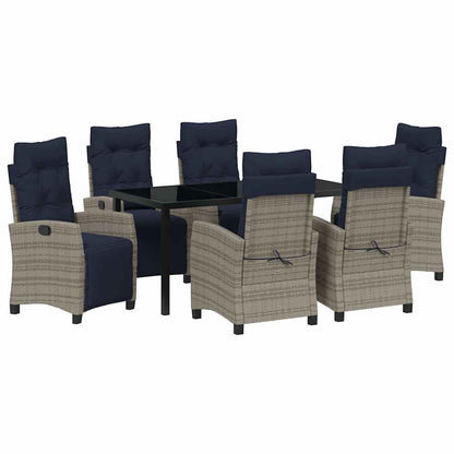 vidaXL Garden Dining Set with Cushion 7 pcs Grey Poly Rattan