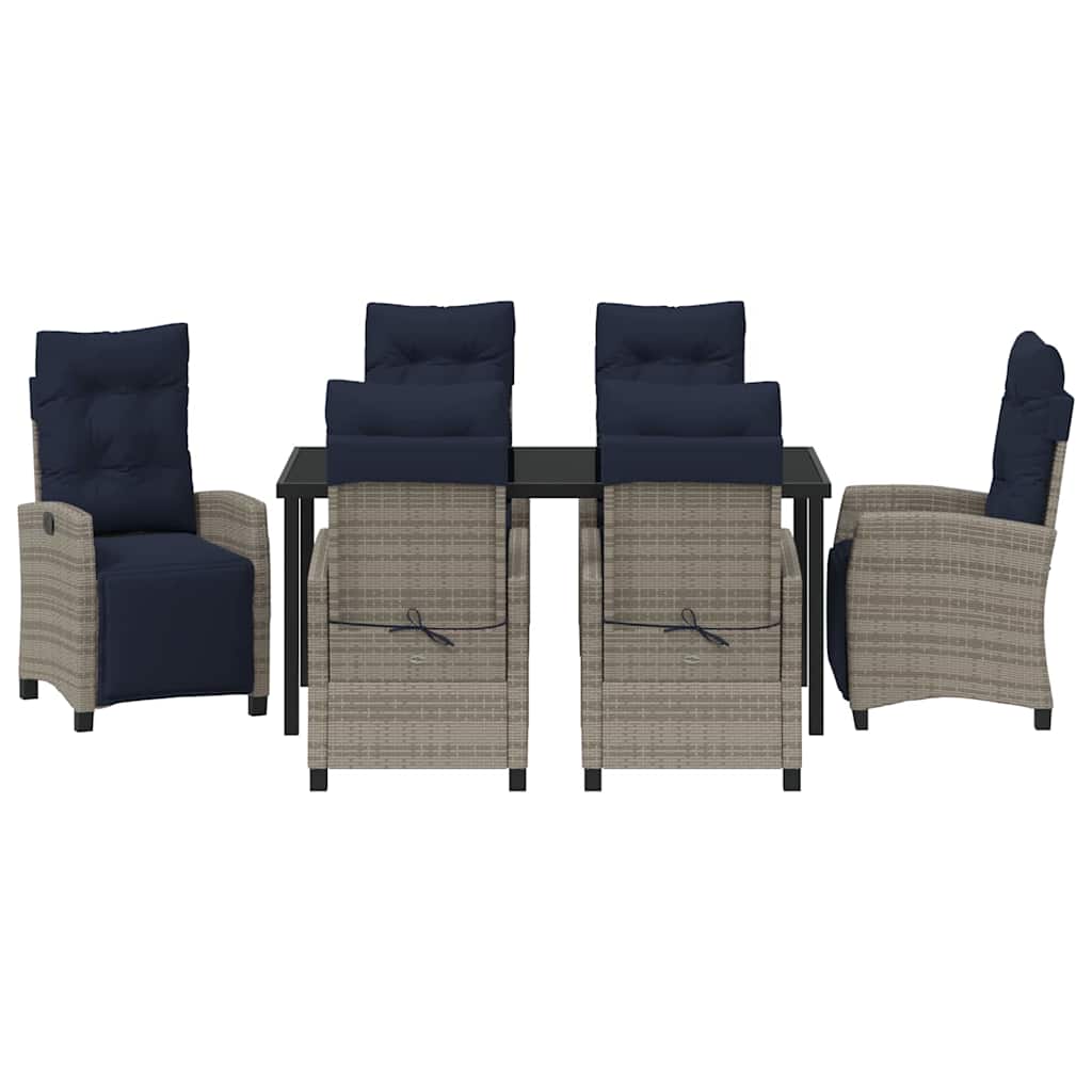 vidaXL Garden Dining Set with Cushion 7 pcs Grey Poly Rattan