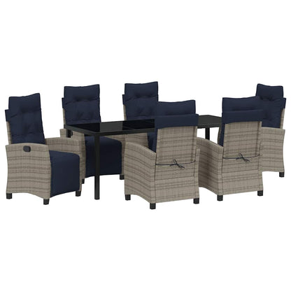 vidaXL Garden Dining Set with Cushion 7 pcs Grey Poly Rattan